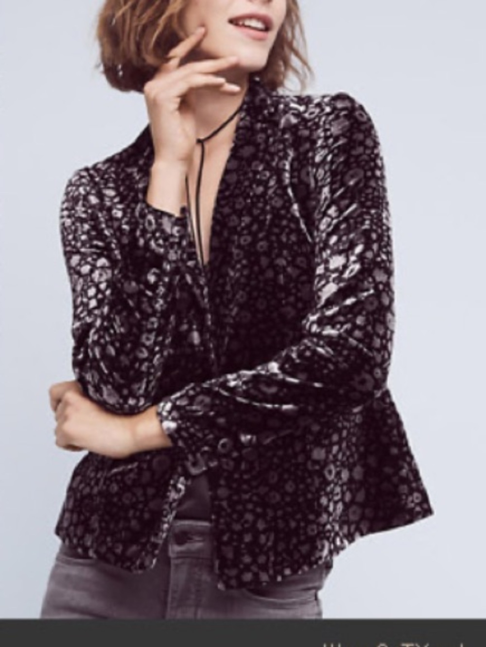 Elevenses Anthropologie Lumi Tailored crushed Velvet Blazer size 14